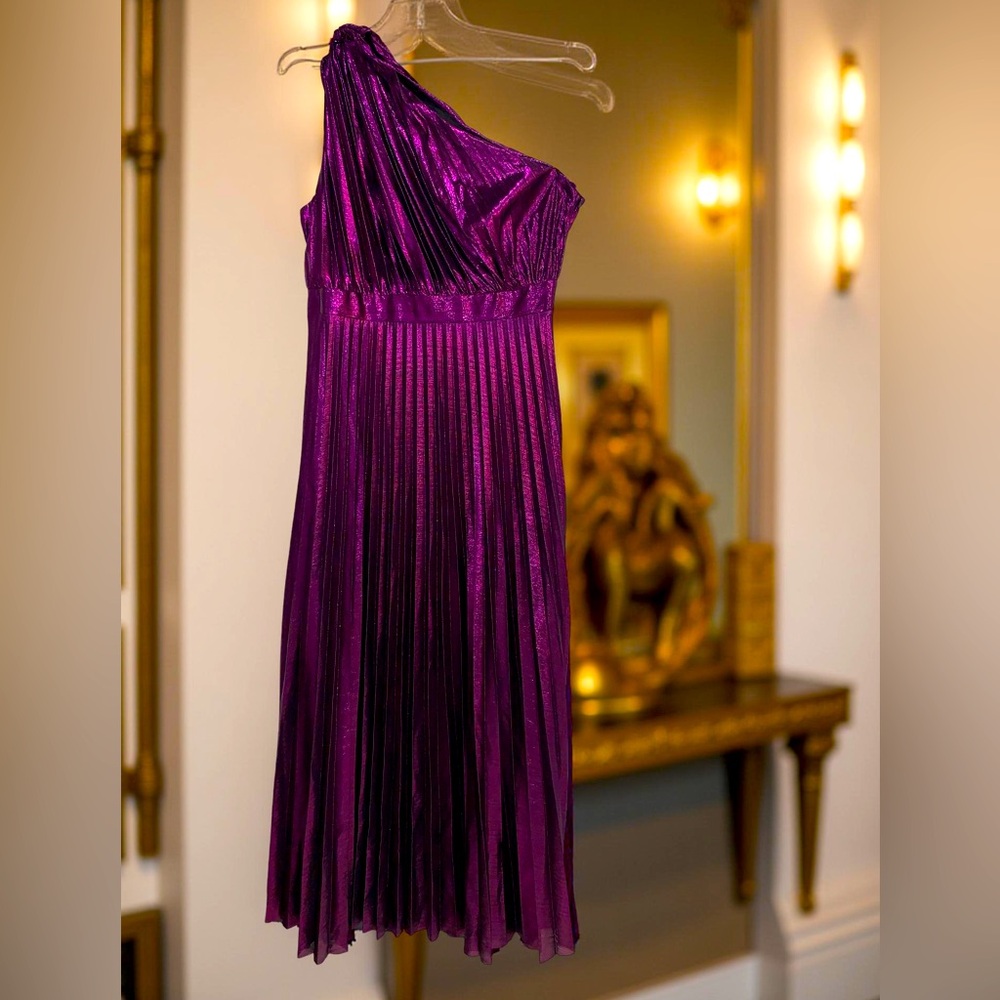 New Aomei One-Shoulder Purple Pleated Elegant Formal Dress 2XL